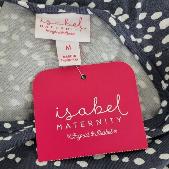 Ingrid & Isabel Maternity Maxi Dress Women Medium Blue Polka Dot 3/4 Sleeve - Picture 9 of 11